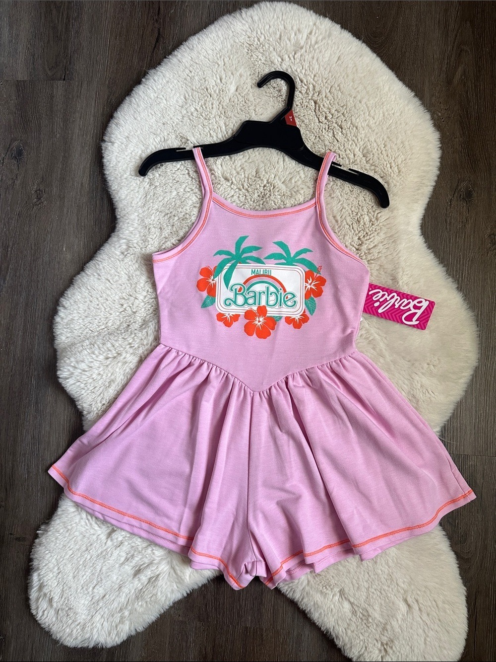 Barbie Pink Tropical Logo Romper size 8